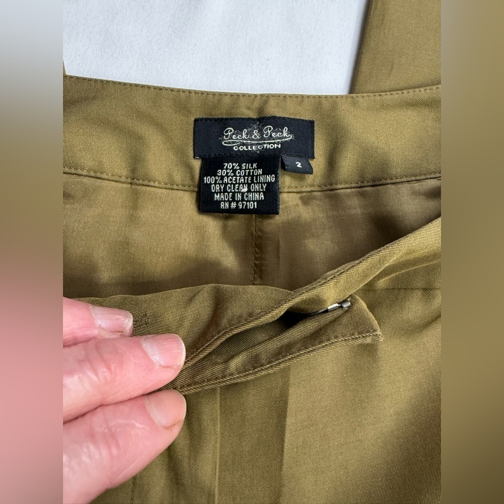 PECK & PECK Bronze‎ brown Silk & Cotton Capri pants size 2. - Picture 7 of 11